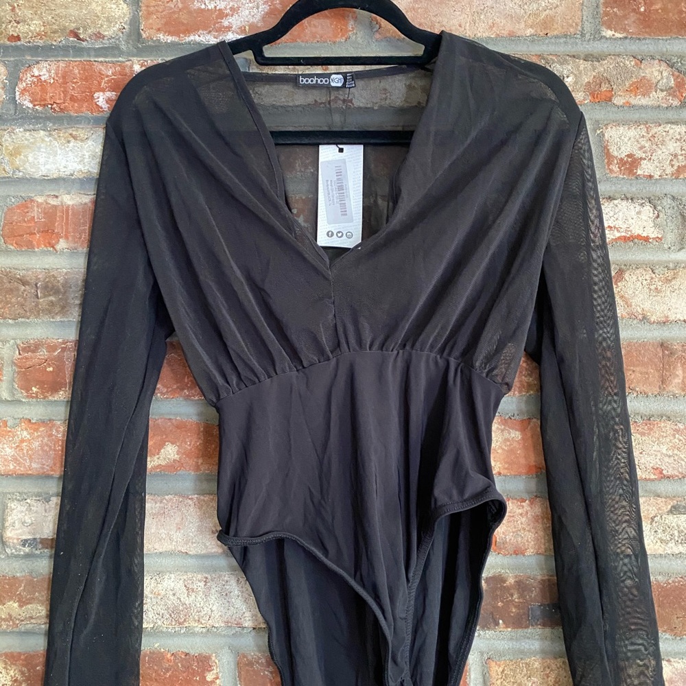 Boohoo Black mesh body suit